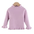 thumbnail image 2 of Esaierr Kids Toddler Fall Winter Knit Sweaters Underlay for Girls,Baby Warm Jumper Bottom Plush Half High Collar Ruffle Casual Autumn Winter Thermal Pullover Knit,Size 1-5Y, 2 of 7