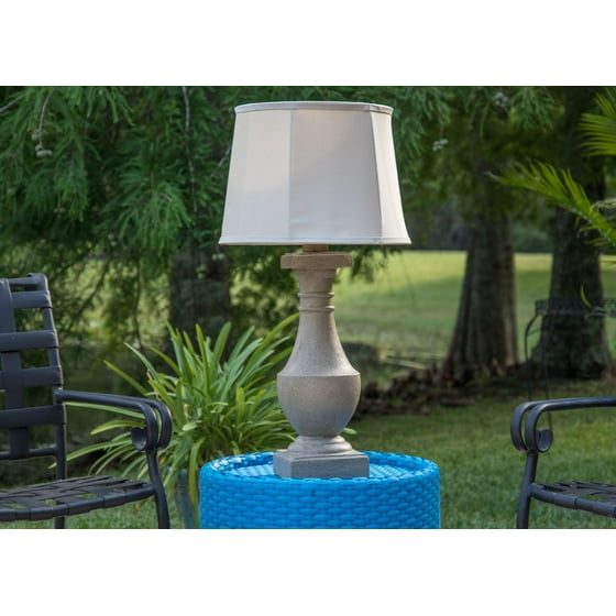 Kenroy Home Cottage Chic Outdoor Table Lamp 31 Inch Height Coquina Kenroy Home Cottage Chic Outdoor Table Lamp 31 Inch Height Coquina Finish Cream Tweed Tapered Drum Shade Ul Listed For Wet And Damp Locations