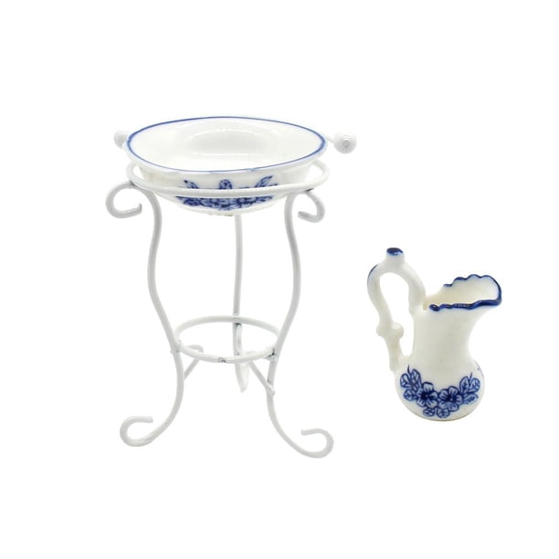 Estante para Lavabo de Jarra de Agua a 1:12, de 3 Piezas, Muebles para Casa de