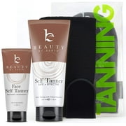 Beauty by Earth Self Tanner Bundle with Applicator - Tanning Lotion for Body & Face with Tanning Mitts, Sunless Tanner for Face & Self Tan for Body, Natural & Organic Full Size Face Tanner & Fake Tan