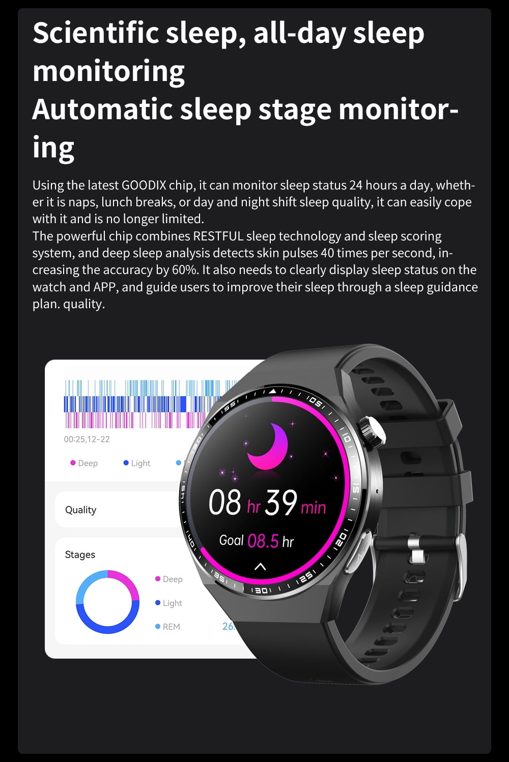 UBABAI Smart Watch F800 Bluetooth Call Outdoor Sports Watch 1.55inch Round Men's Brown belt Strap