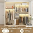 thumbnail image 4 of 96 Inch Hanging Closet System, 8 FT Closet Organizer System with Hanging Rod, Walk In Mounted Closet System, Built-In Clothes Garment Rack with 3 Shelving Towers(Can Be Cut To Fit), Gray, 4 of 7