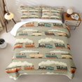 thumbnail image 2 of Castle Fairy Cartoon Retro Steam Train Bed Spread Queen,Soft Cloud Locomotive Queen Coverlet Set for Bedroom,Warm Gray, 2 of 7