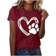 thumbnail image 5 of Pisexur Hauts pour Femmes T-Shirt Graphique de la Saint-Valentin - Col Rond Manches Courtes Imprimé Vin,G, 5 of 5