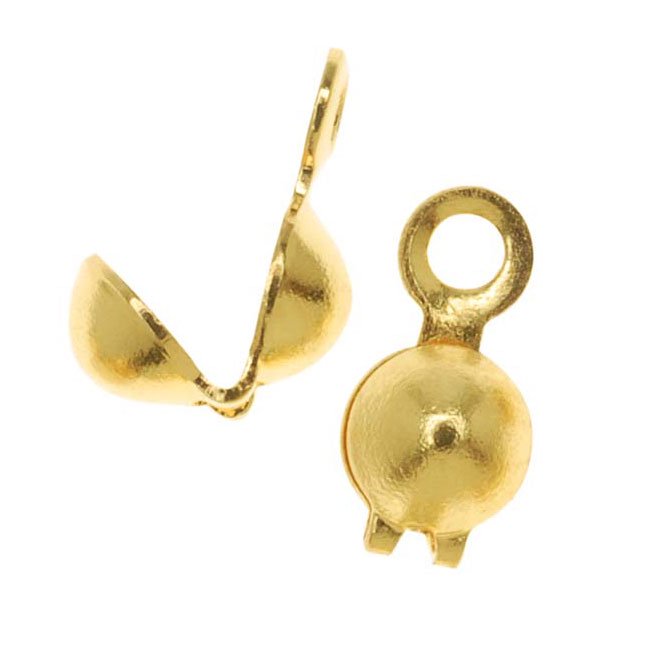 Knot Covers, Clamshell with Closed Loop 3.7mm, 50 Pieces, Brass