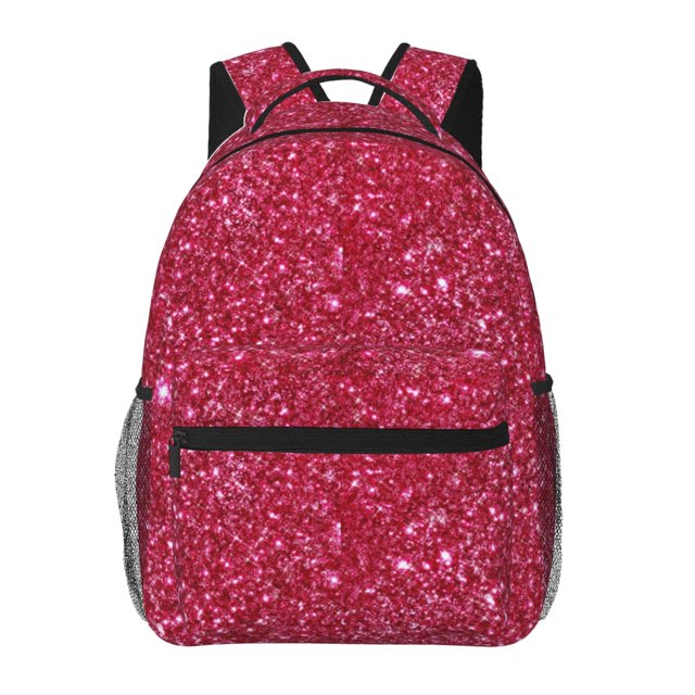 Disketp Red Glitter Mochila Estampada para Hombre y Mujer – Mochila Ligera Clásica con Múltiples Bolsillos para Universidad, Trabajo y Viajes-One Size