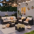 thumbnail image 2 of Livipatio 7-Piece Patio Furniture Set,Outdoor Sectional Furniture, All-Weather PE Rattan Wicker Patio Conversation Set,Patio Sofa Set with Glass Table and Ottoman for Patio Garden Poolside,Beige, 2 of 6