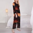 thumbnail image 3 of Picia Sunset Blossoms Phoenix Perch Pattern Women’s Long-Sleeve Sleepwear Set - Soft 2-Piece Loungewear with Pockets, Comfy PJs for Relaxing Nights-Medium, 3 of 7