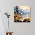 thumbnail image 3 of 10 Inch Wall Clock Battery Operated Square Clock for Office, Kitchen, Outdoor, Living Room,Deer Forest Lake Autumn Picture, 3 of 4