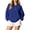 A Blue, variant on Women Sweatshirt Dqueduo Women's Long-Sleeve Solid Color Casual Loungewear Top – Drop Shoulders & Half-Zip Collar Blue XL