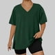 thumbnail image 2 of Mujeres Más Tamaño Manga Larga Tops con Cuello en V, Color Sólido Doblado Hendidura Suéter para el Uso Casual Diario en el Hogar, 2 of 6