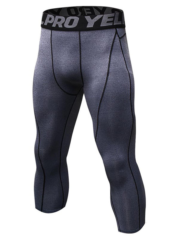 Details about   Mens Workout 3/4 Compression Pants Athletic Gym Fitness Cropped Slim Fit Tights 