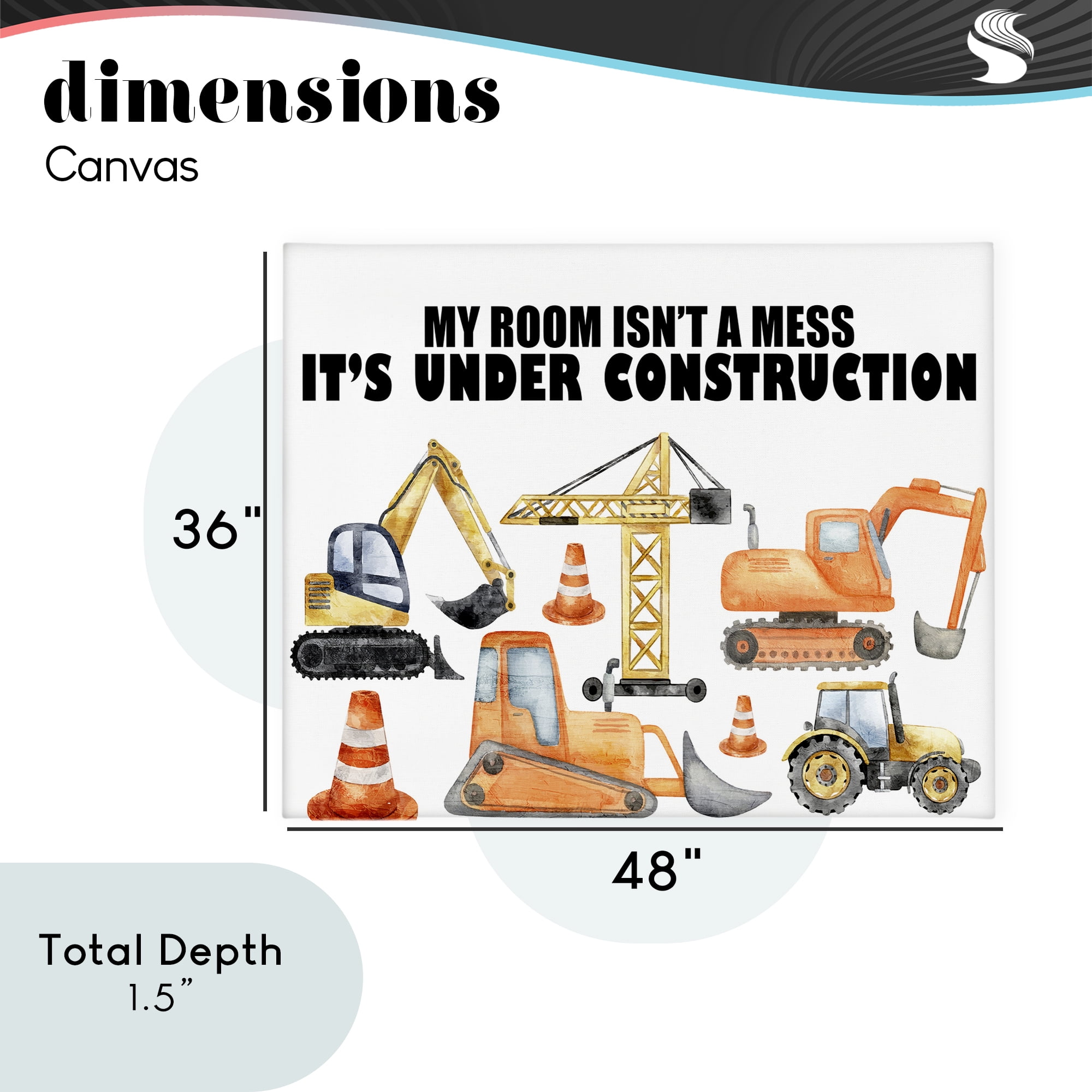 Not A Mess Under Construction Canvas Wall Art, design by Kim Allen