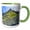 Green/White, variant on 3drose, Gardar Basalt Columns, Reynisfjara Black Sand Beach, Iceland., 11oz Two-tone Yellow Mug
