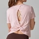 thumbnail image 4 of Camisas de Cuello de Tripulación de Manga Corta para las Mujeres, Moda Casual Color Sólido, Blusas de Cuello Redondo de Yoga Deportivo, 4 of 4
