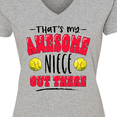 thumbnail image 4 of Inktastic That's My Awesome Niece Out There with Softballs Women's V-Neck T-Shirt, 4 of 5