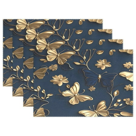 

Ryvnso Placemats Set of 4 3d Butterflies-d7 Dining Mats Heat-Resistant Non-Slip Washable Table Mat