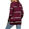 thumbnail image 3 of asdoklhq Womens Plus Size Tops Clearance,Women's Casual Stripe Print Hooded Long Sleeve Loose T Shirt Tops, 3 of 5