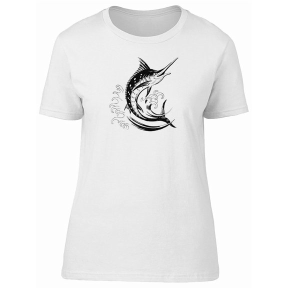 Jumping Swordfish Sketch T-Shirt Men -Image by Shutterstock, Male XX-Large