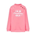 thumbnail image 4 of Savings Women's Long Sleeve Crewneck Letter Printed Side Buttons Tunic Shirts Trendy Casual Pullover Sweatshirts Pink,M, 4 of 6