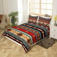 thumbnail image 3 of Aztec Bedding Set Ethnic Tribal Arrow Duvet Cover,Vintage Southwestern Native Bohemian Comforter Cover Queen,Western Star Bed Set Exotic Geometric Diamond Stripes Room Decor,Red Blue Dark Brown, 3 of 5