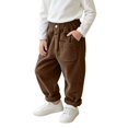 thumbnail image 4 of cfhntfmh Kids Corduroy Pants Casual Baggy Elastic Waisted Pants with Pocket Fall Winter Fashion Outfit (Brown,1-2 Years), 4 of 5