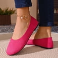 thumbnail image 2 of Women Slip on Casual Shoes Solid Color Round Toe Flat Comfortable Loafers Flock Upper Daily Walking Commuting, 2 of 7