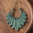 BLOPQ Fashion Women Boho Vintage Teal Green Leaf Pendant Earrings