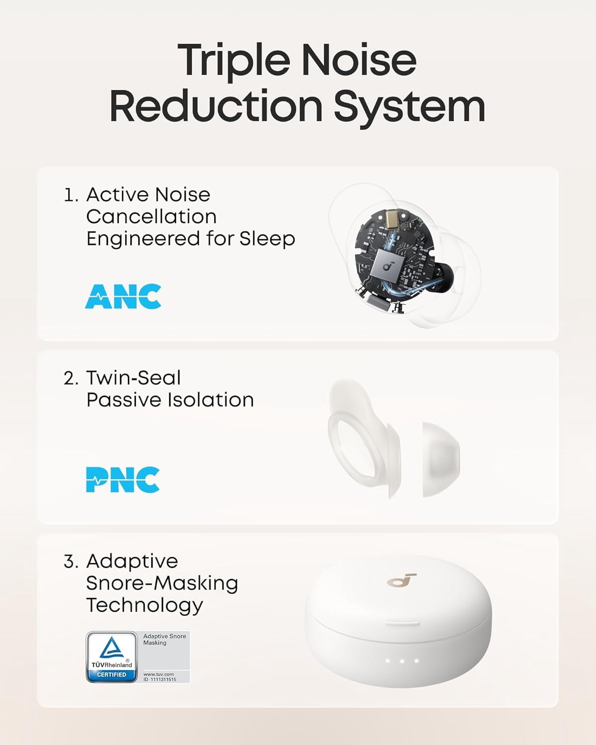 Soundcore Sleep A30 Special by Anker, Sleep Earbuds, ANC, Passive Isolation, Snore Masking, Extensive Sleep Audio, Ultra Comfort for Side Sleepers, 8-10H Playtime