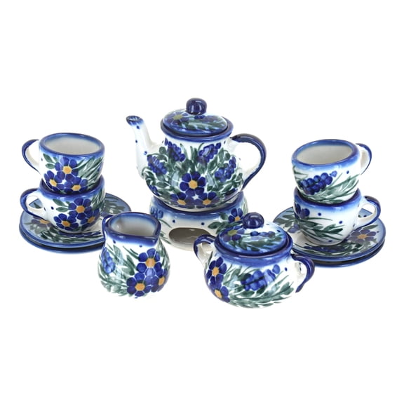 Blue Rose Polish Pottery Hyacinth Miniature Tea Set
