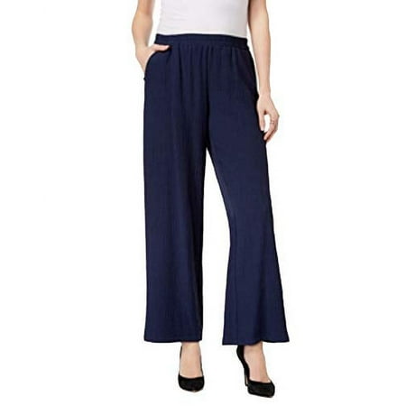 JM Collection Pull-On Wide-Leg Pants (Intrepid Blue, XXL)