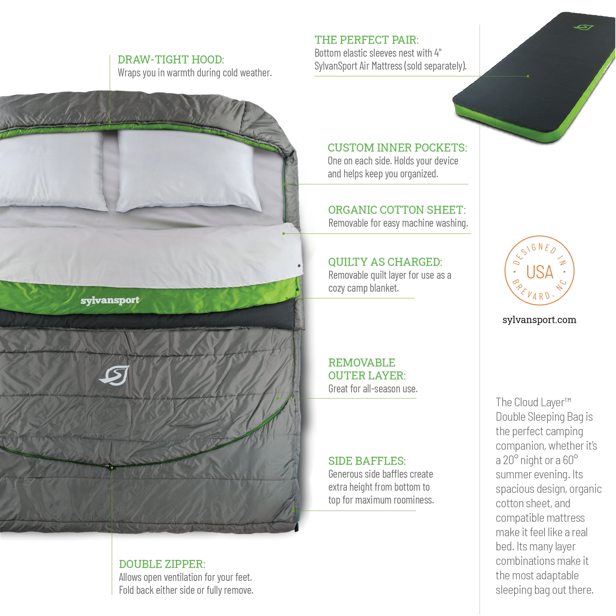 SylvanSport Cloud Layer Double Sleeping Bag