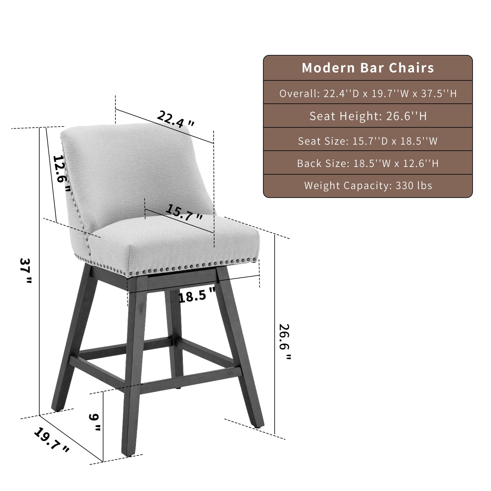 Modern Swivel Bar Stools Set of 6, Wine Red Counter Height Bar Stools with Back for Kitchen Island, Fabric Upholstered Island Chairs with Wood Legs, Barstool Chairs, Sillas para Barra de Cocina