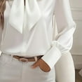 thumbnail image 3 of ZOELNIC Women's Elegant Bow Tie Neck Blouse Long Sleeve Shirt for Office and Formal Wear, S, 3 of 4