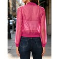 thumbnail image 5 of Women's Crop Mesh Sheer Bomber Jackets Lightweight Long Sleeve Zip Up Jacket Outwear, 5 of 6