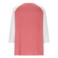 thumbnail image 5 of RQYYD Quarter Length Sleeve Tops for Women 3/4 Length Sleeve Crew-Neck T Shirts Color Block Casual Cotton Womens Tops, 5 of 7