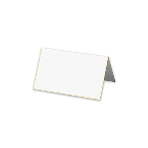 Cranes Kid Pearl White Gold Bordered Place Card