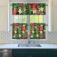 thumbnail image 3 of Kitchen Curtains 24 Inch Short - 3 Panel Set, Rod Pocket Window Curtain with Tropical Leaf Botanical Print, 100% Polyester for Farmhouse, Cafe, Kitchen, Bedroom, Easy Wash, 3 of 6