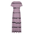 thumbnail image 4 of IROINNID Summer Dresses for Women 2024, Slim Maxi Dresses for Women with Short Sleeve and V-Neck Summer Stripe Outfits Dress, 4 of 5
