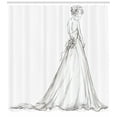 thumbnail image 3 of Ambesonne Bridal Shower Curtain, Cartoon Sketchy Bride, 69"Wx70"L, Black and White, 3 of 3