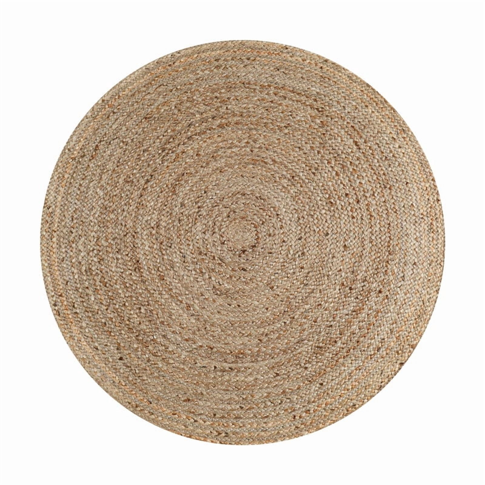 Natural Jute Circle Rug, Reversible Rustic Farmhouse Boho Area Mat, Natural_A, 3 FT