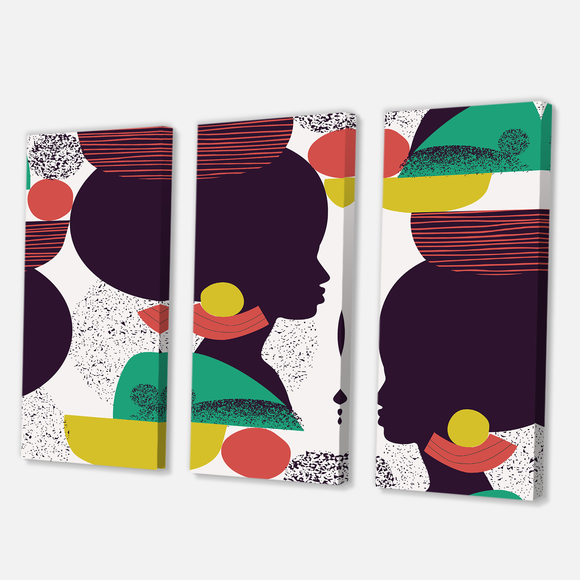 Designart ' Ethnic Geometric Silhouette of African American III ' Modern Canvas Wall Art Print