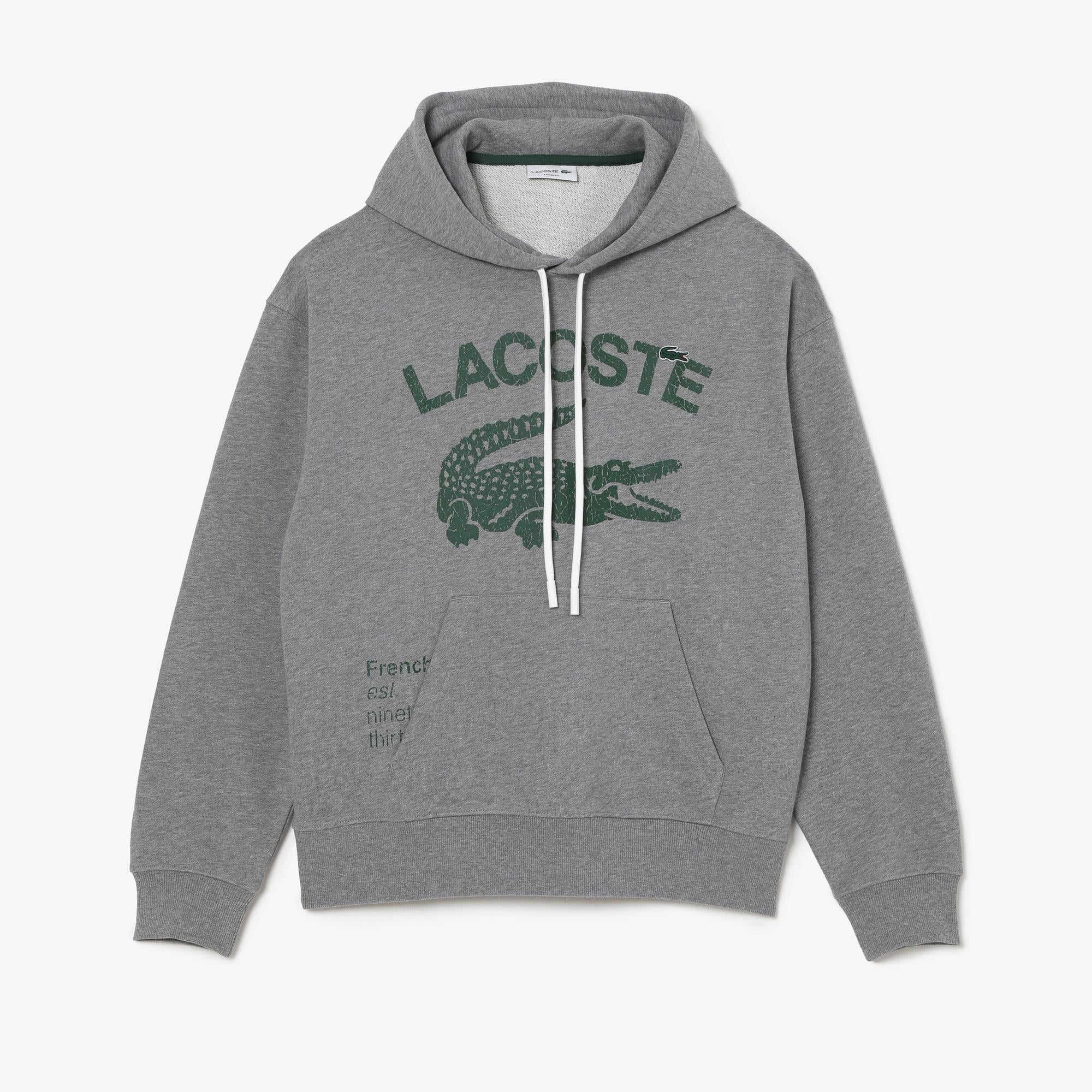 Men's Lacoste Loose Fit Crocodile Hooded Sweatshirt - 4/M - Walmart.com