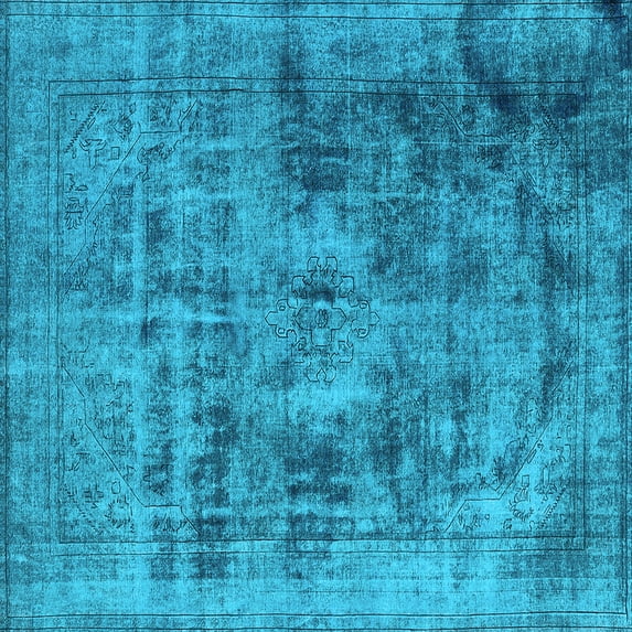 Ahgly Company Indoor Square Oriental Light Blue Industrial Area Rugs, 3' Square