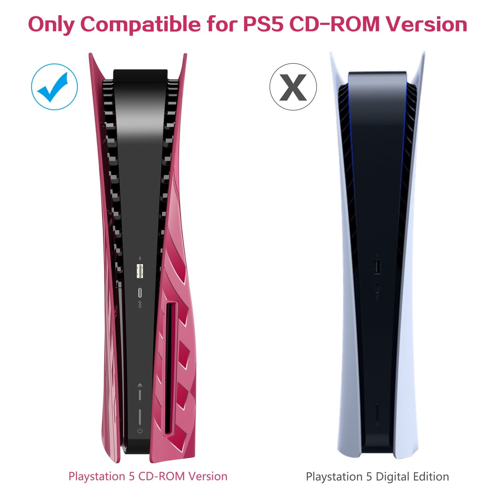 HEYSTOP PS5 Plates for PS5 Accessories, Anti-Scratch Dustproof Face Plates Replacement Accessories for Playstation 5 Disc Edition - Red