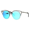 thumbnail image 2 of Womens Luxury Metal Wire Half Rim Round Fashion Sunglasses Black Blue, 2 of 4