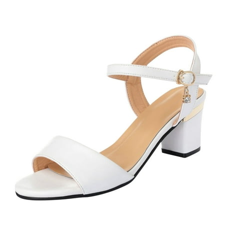 

fvwitlyh Womens Sandals Block High Heels for Women Transparent Strappy Open Toe Shoes Heels for Women