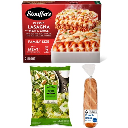 Stouffers Beef Lasagna, Caesar Salad & French Bread Meal Bundle