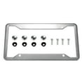 thumbnail image 1 of Marco de placa de matrícula de metal de acero inoxidable, cubierta delantera trasera para placa de coche, soporte para pulido de espejo a prueba de óxido con tornillos y almohadillas antisonajero, tono plateado Unique Bargains marcos de placas de automóviles, 1 of 6