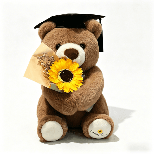 Oso de Peluche de Graduación con Sombrero y Flores, Lindo Oso Doctor de Peluche Regalo de Graduación